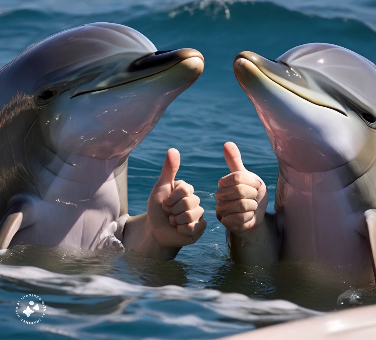 Dolphins giving thumbs up
