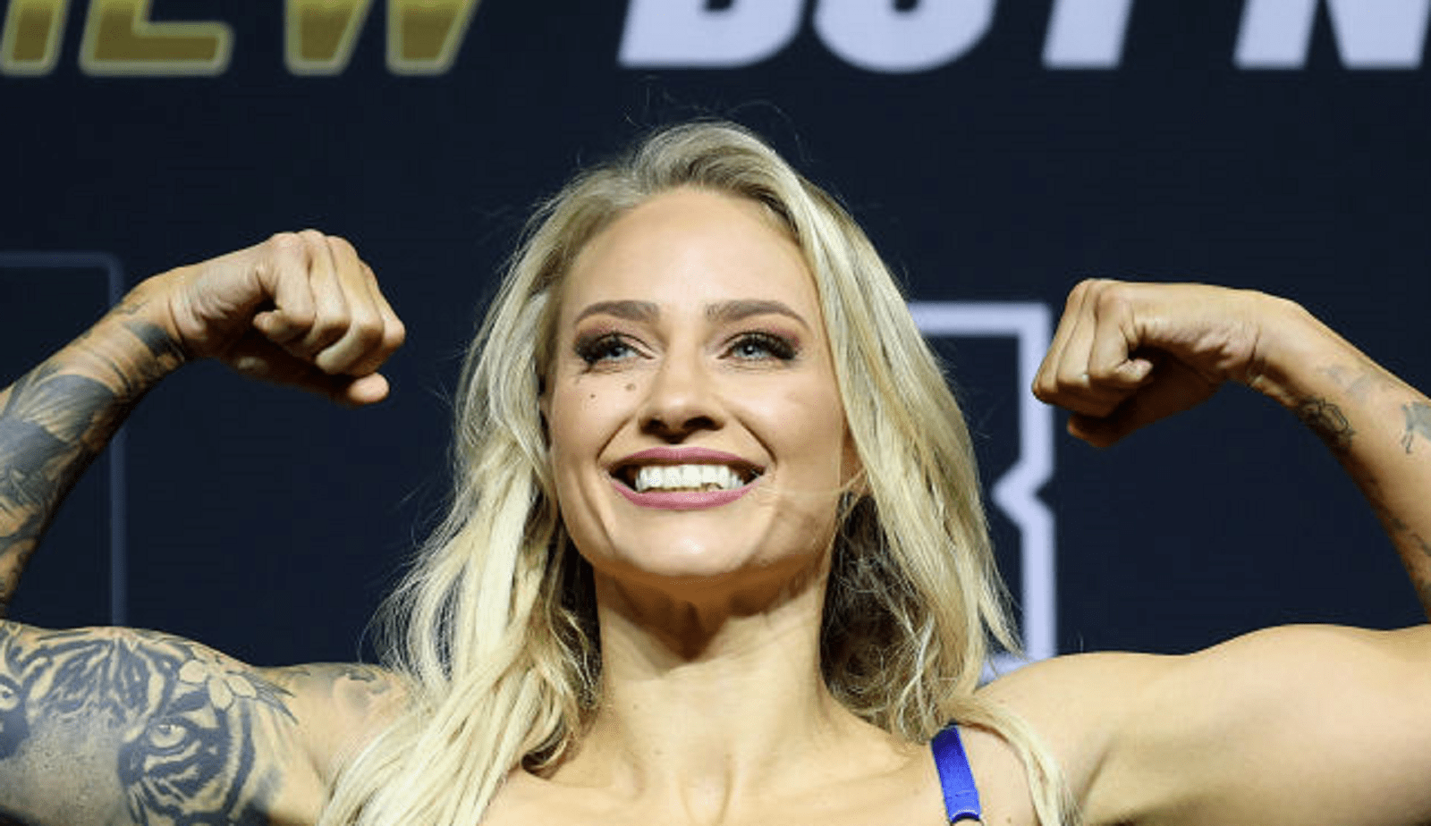 Boxer/Model Ebanie Bridges Wears Wild Outfit To WeighIns, Excited To(01)
