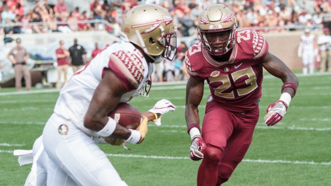Florida State players compete during the annual spring game.