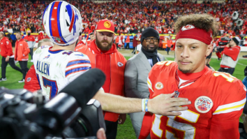 New Video Shows Patrick Mahomes Cursing & Complaining To Josh Allen About Offensive Offsides Call