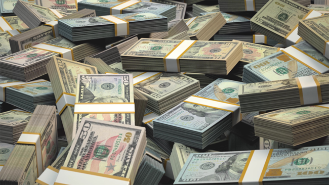 pile of bundles of money