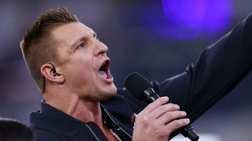 Rob Gronkowski LEVELS Boise State Mascot After Belting Off-Key National Anthem At His Bowl Game