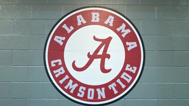 An Alabama logo at the football facility.