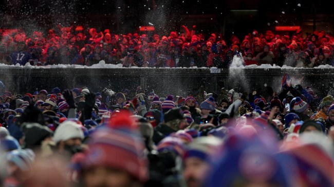 Buffalo Bills fans watch from the stands during the NFL Playoffs.