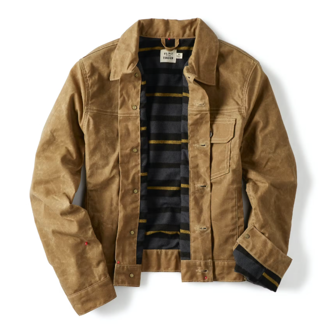 Flint and Tinder Women’s Flannel-Lined Waxed Trucker Jacket; shop Valentine's Day gifts for her