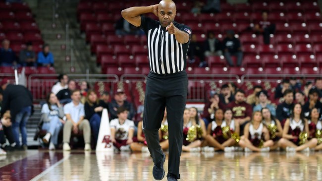 Referee Jeffrey Anderson officiates a game at Boston College.