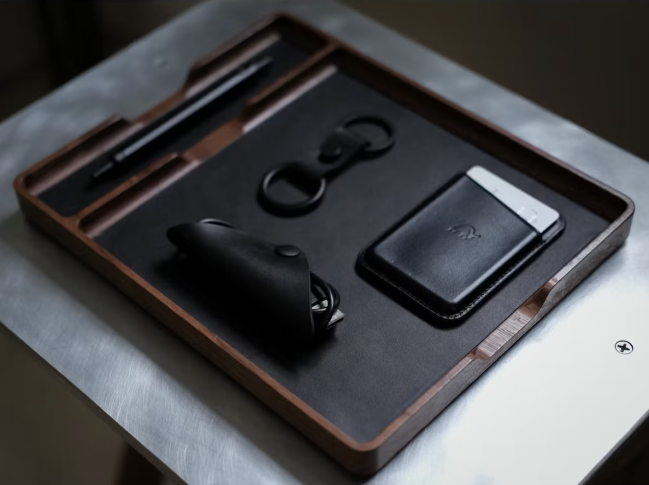 Valet Tray in Black Leather; shop Leander home office essentials at Huckberry