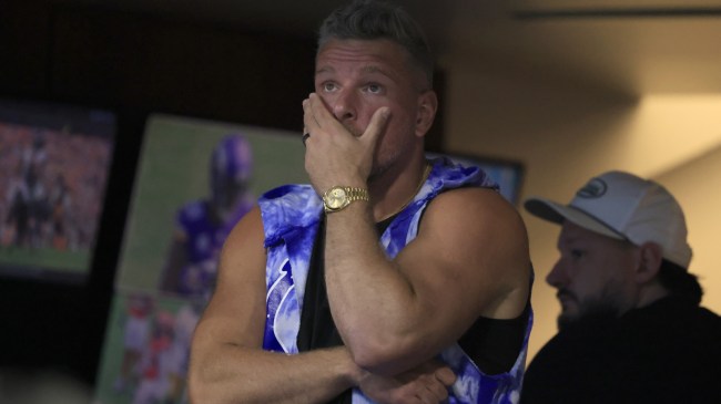 Pat McAfee reacts during an Indianapolis Colts game.