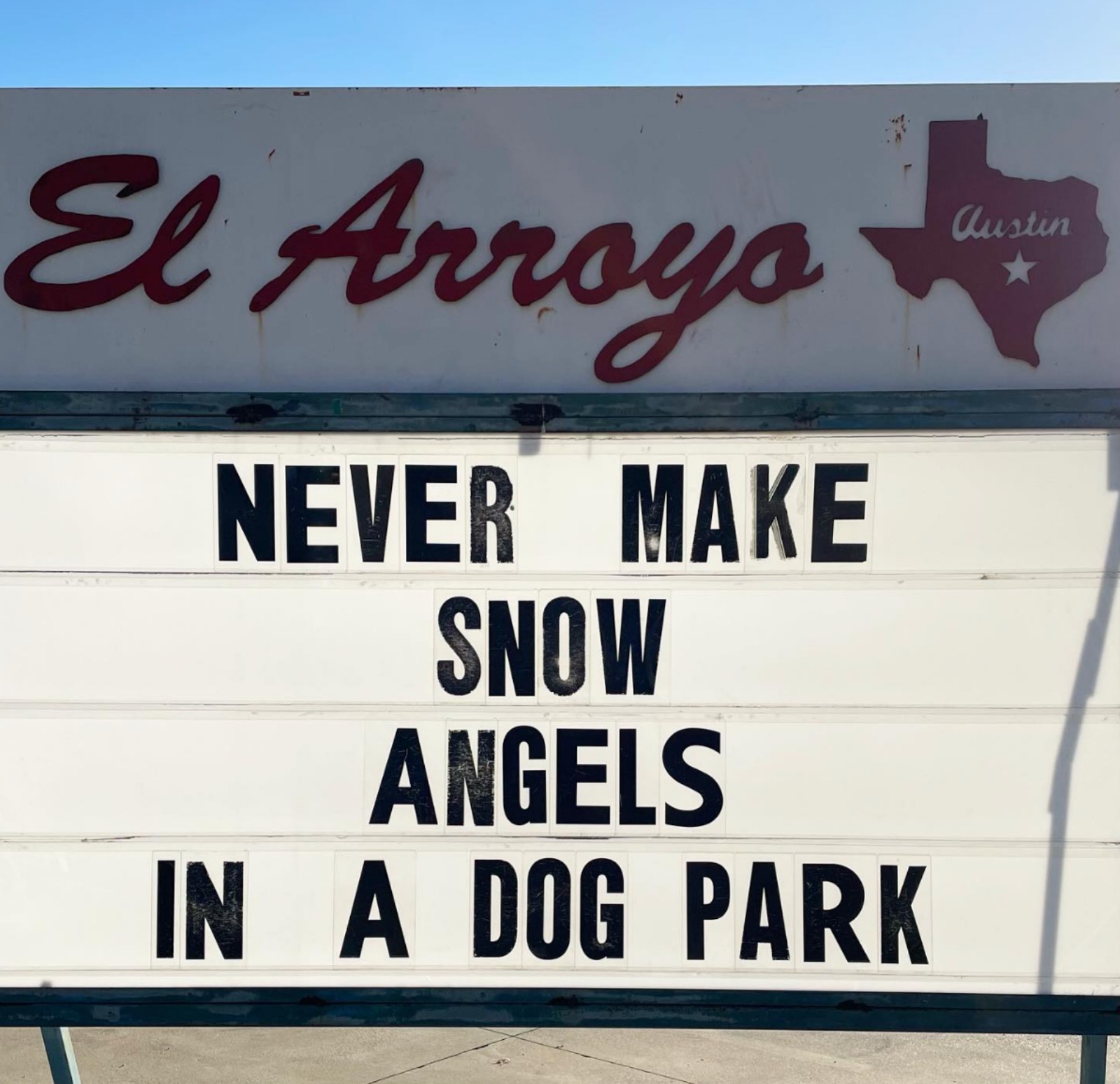 funny meme about snow angels at the dog park