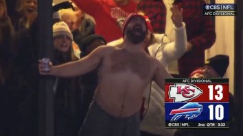 Shirtless Jason Kelce Goes NUTS Celebrating Travis Kelce’s Touchdown, Jumps Into Stands