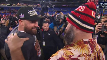 Emotional Jason Kelce Hugs Travis Kelce, Tells Him To ‘Finish This MFer’ After AFC Championship Game Win