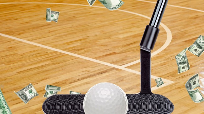 putter golf ball basketball court money
