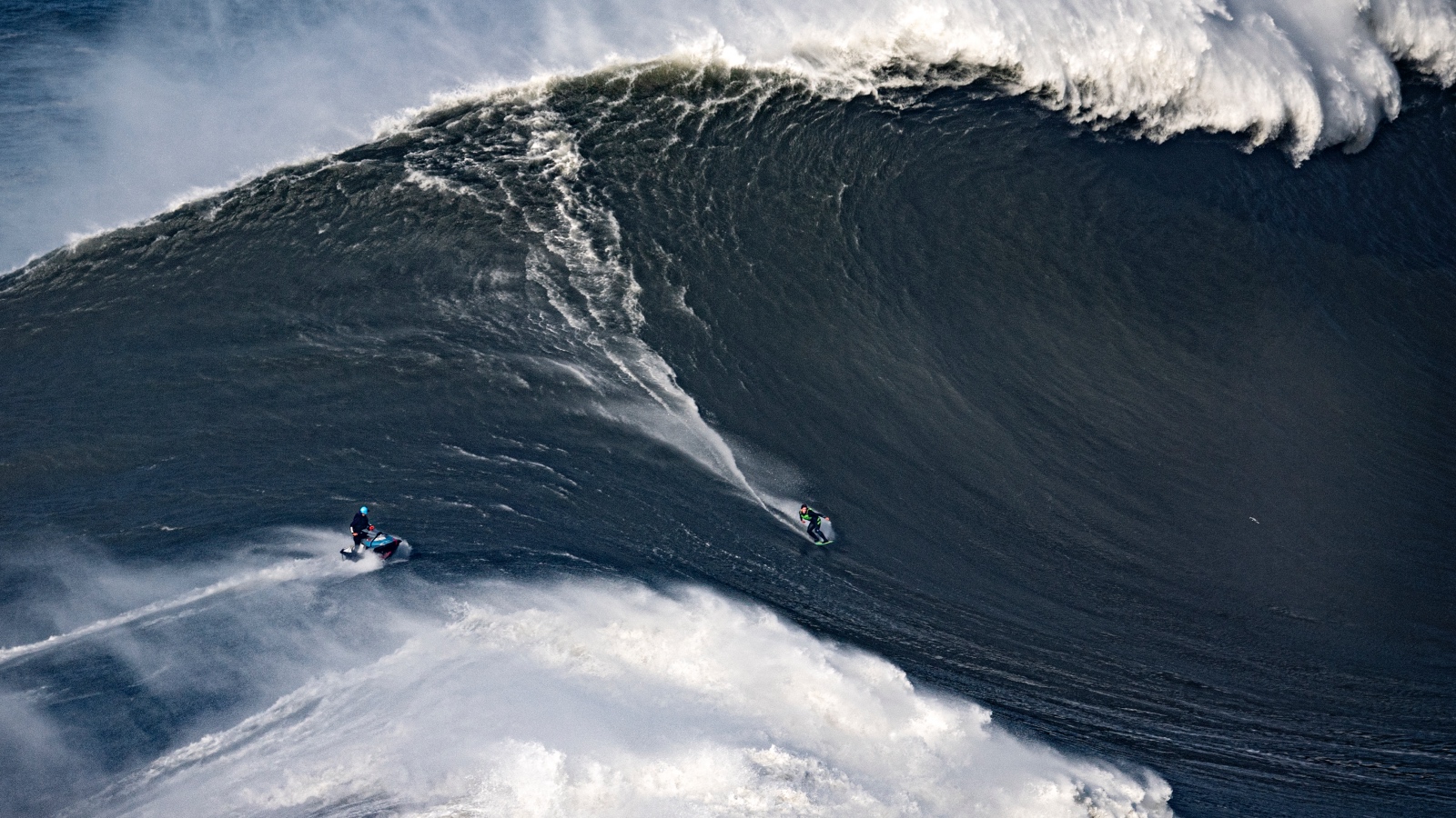 skimboarder Lucas Fink at Nazare in Portugal