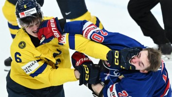 Salty 6’4 Swede Gets Worked By 5’9 American After Picking Fight On Home Ice During Ugly Gold Medal Loss