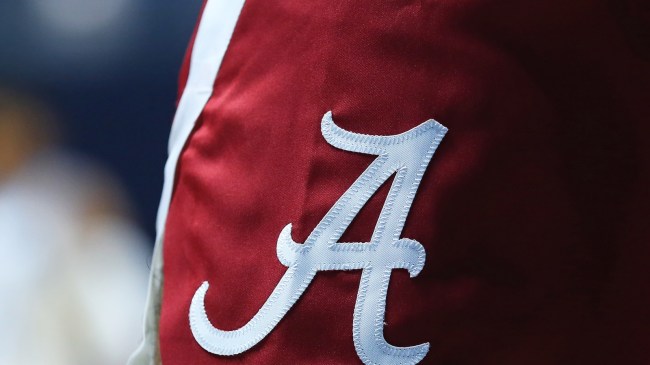 An Alabama logo on a pair of basketball shorts.