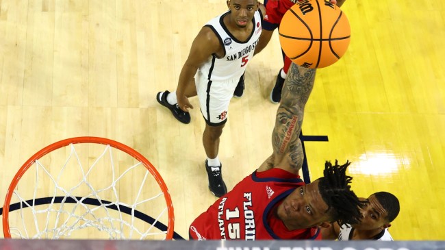 Alijah Martin dunks the ball in the Final Four against SDSU.