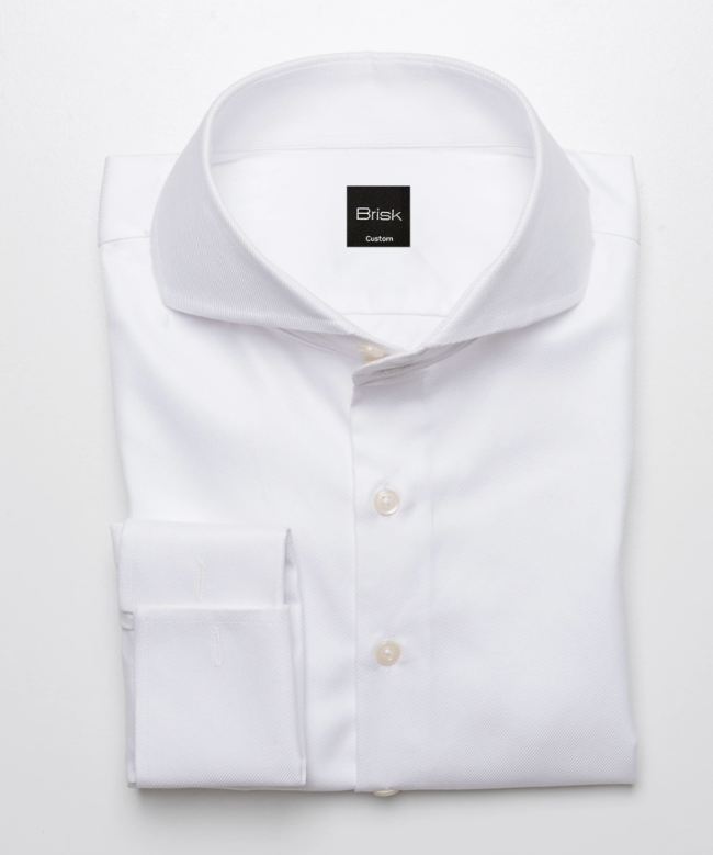 Egyptian White Bold Twill Shirt w/French Cuffs; shop button up shirts and jeans for men at Brisk