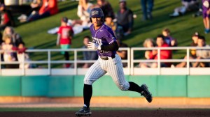 Grand Canyon baseball player Tyler Wilson runs to second base.