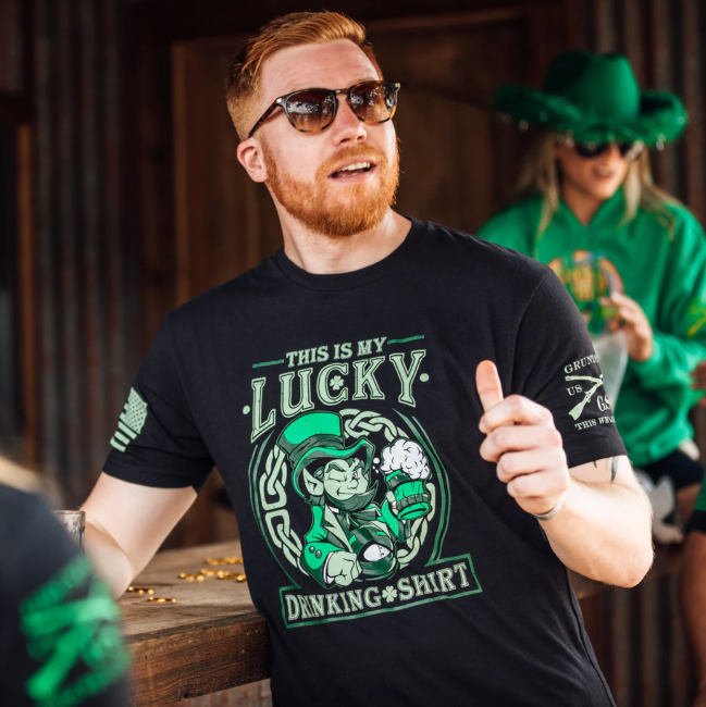Grunt Style Lucky Drinking T-Shirt for St. Patrick's Day