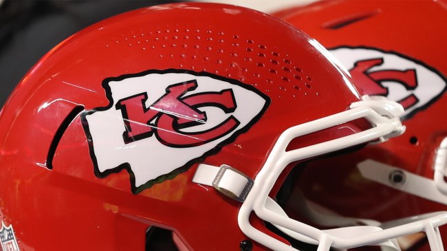 Kansas City Chiefs helmets during an NFL game