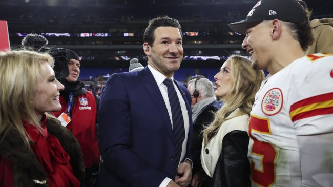 Tony Romo on the field after Super Bowl LVIII.