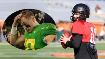 Horribly Under-Thrown And Wobbly Incomplete Pass Reflects Bo Nix’s Struggles At Senior Bowl
