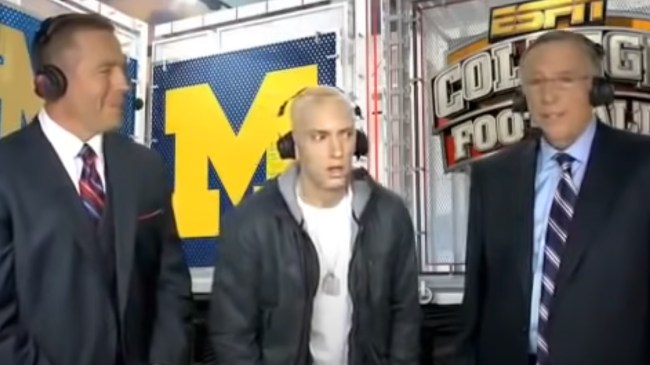 Eminem with Brent Musburger and Kirk Herbstreit