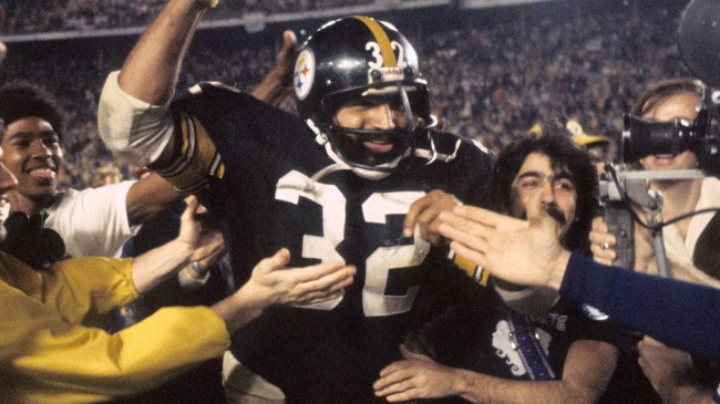 Steelers running back Franco Harris celebrate winning Super Bowl XIII