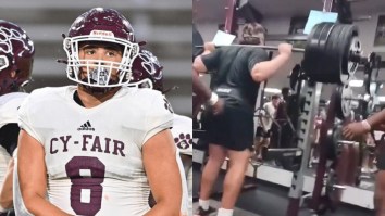 270lb College Football Recruit Casually Squats More Than Twice His Weight As Junior In High School