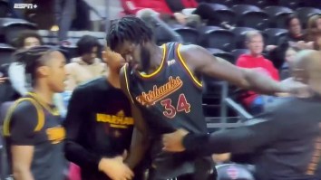 ULM Basketball Player Throws Vicious Elbow At His Teammate Before Smashing Trash Can In Rage