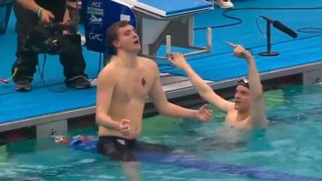 ACC Champion Swimmer DQ’ed For Interference During Celebration Despite Clear Lack Of Interference