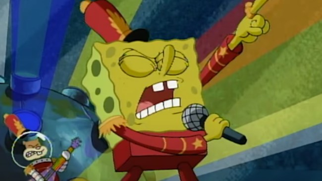 SpongeBob SquarePants performing Sweet Victory