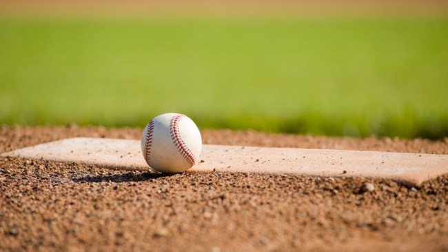 A baseball on the pitching rubber.