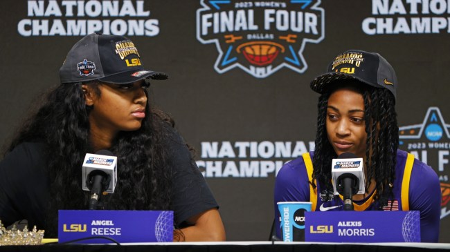 Alexis Morris and Angel Reese address the media after their national championship win over Iowa.