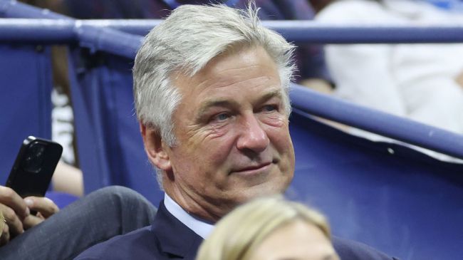 American actor Alec Baldwin looks on during the Women's Singles First Round