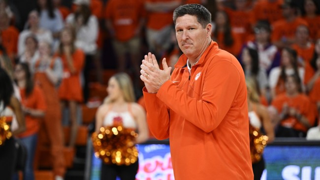 Clemson head coach Brad Brownell on the court.