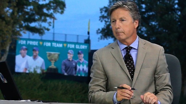 Brandel Chamblee on set at the Presidents Cup.