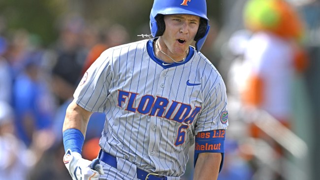 Florida outfielder Tyler Shelnut celebrates a home run vs. Miami.