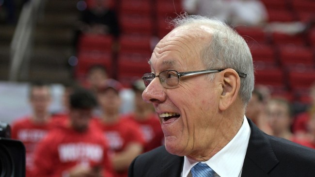 Jim Boeheim on the sidelines before a game between NC State and Syracuse.