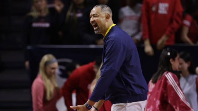 Juwan Howard reacts to a play on the court.
