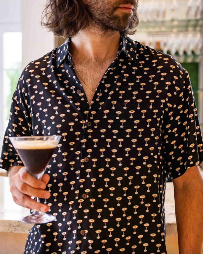Kenny Flowers Buzz Around Town Shirt with Espresso Martini design