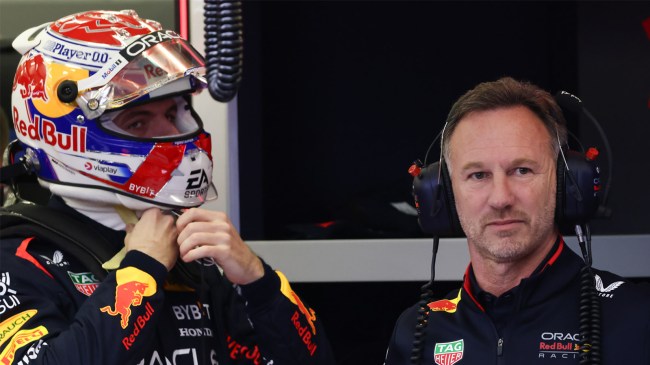 Max Verstappen of Red Bull Racing and Christian Horner