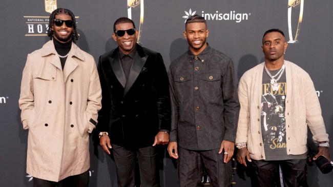 Shedeur Sanders with father, Deion, and brothers, Shilo and Deion Jr, at the NFL Honors event.