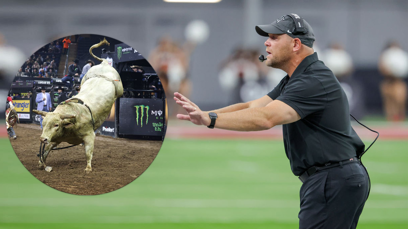 College Football Coach Gets Rocked By Famously Rank Live Bull