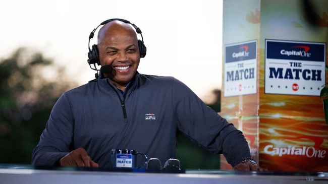 charles barkley commentating at a golf event