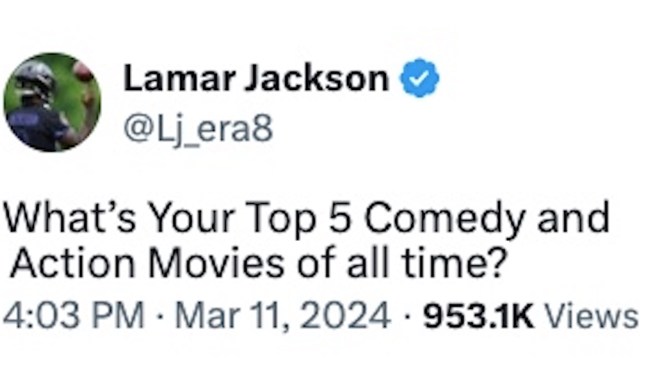 lamar jackson movies tweet
