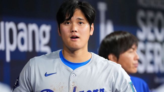 shohei ohtani in the dodgers dugout