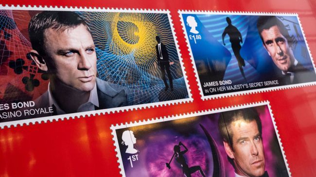 various james bon actors on postage stamps