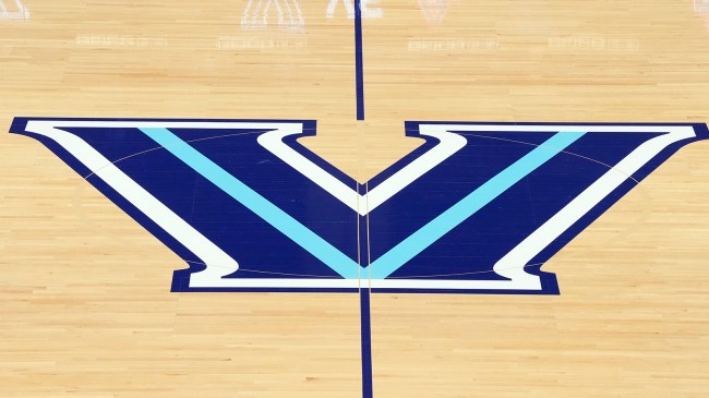 Villanova logo on basketball court