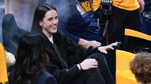 Caitlin Clark of the Indiana Fever participates in Pacers pre-game festivities